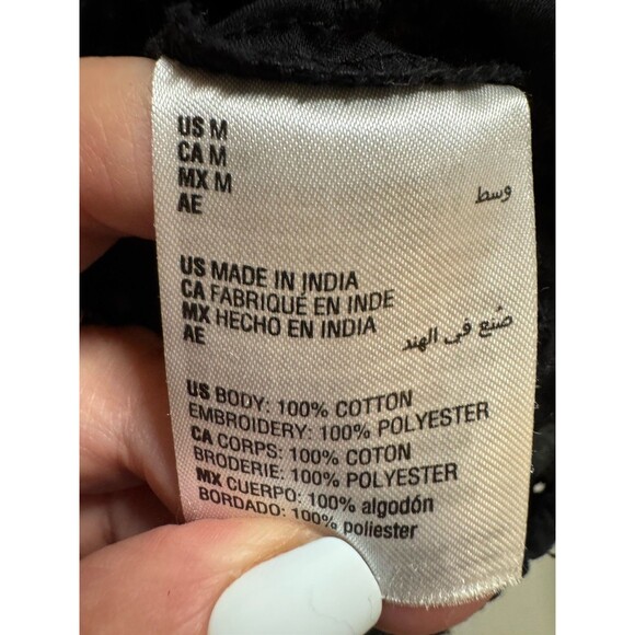 Style & Co Eyelet Tassel Balloon Long Sleeve Blouse Black Women’s Size M EUC - Picture 5 of 6